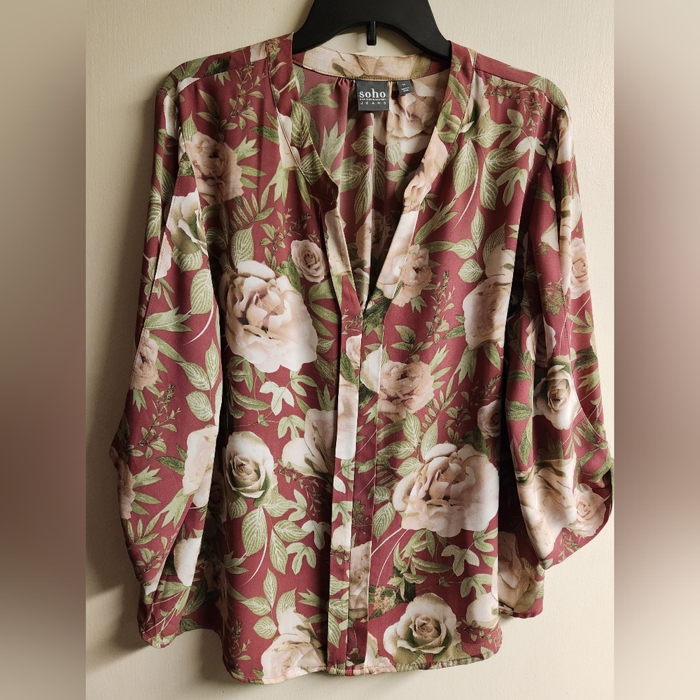 Soho Apparel Rose Print Blouse
